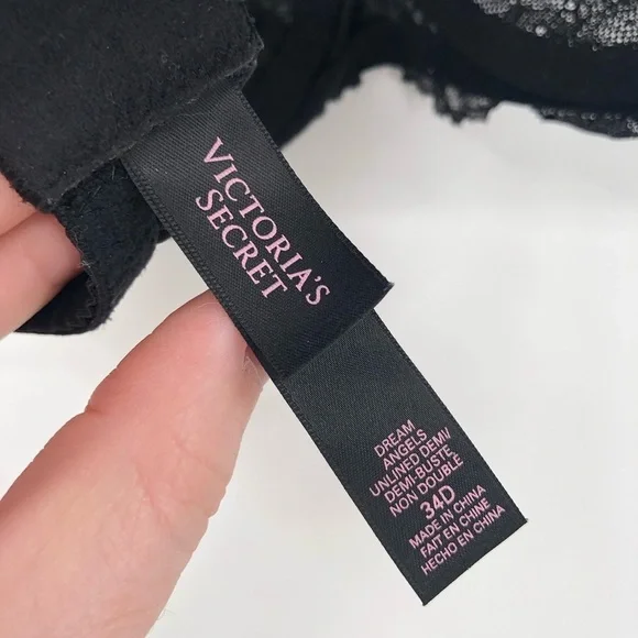 VICTORIA'S SECRET Dream Angels Unlined Demi Bra 34D Black Lace Sheer Sexy Bra - Picture 8 of 11